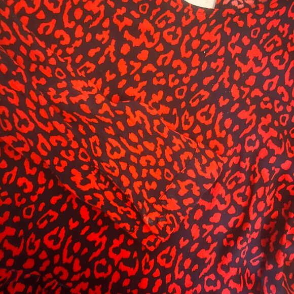 Zara red and navy leopard print dress - Picture 3 of 4